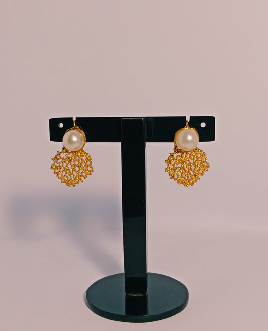 Golden Pearl Drop Earrings