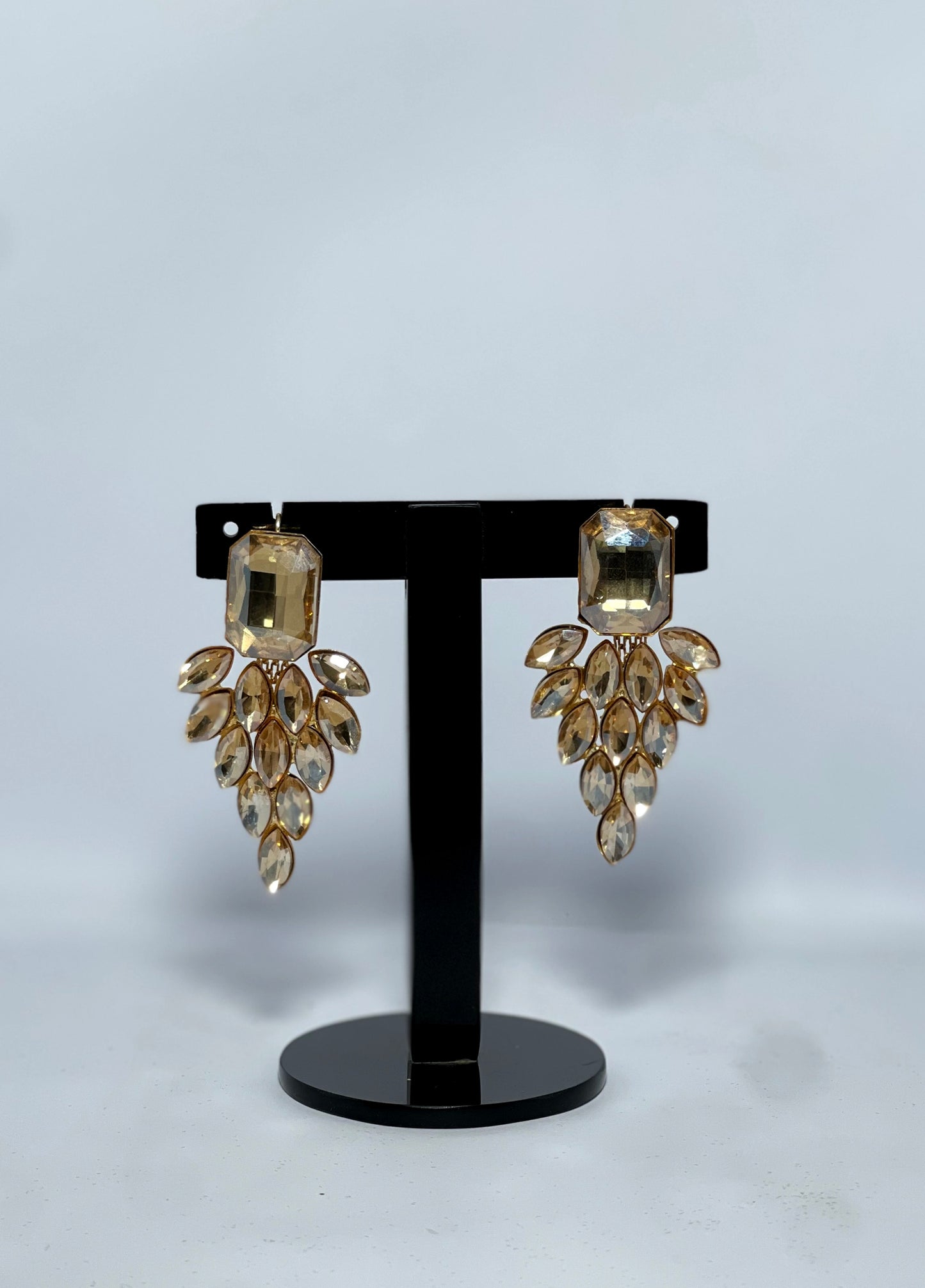 Elegant Champagne Gold Crystal Earrings