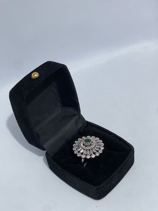 Regal Bloom 1-Carat Emerald Halo Ring