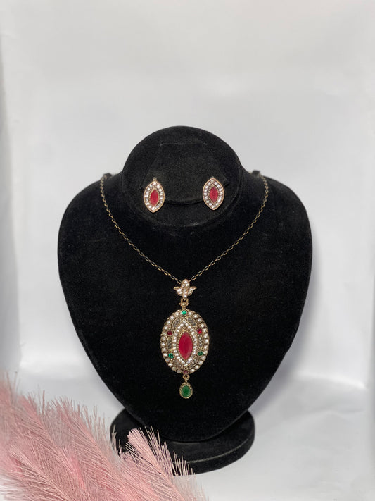 Antique-Inspired Ruby & Emerald Jewelry Set