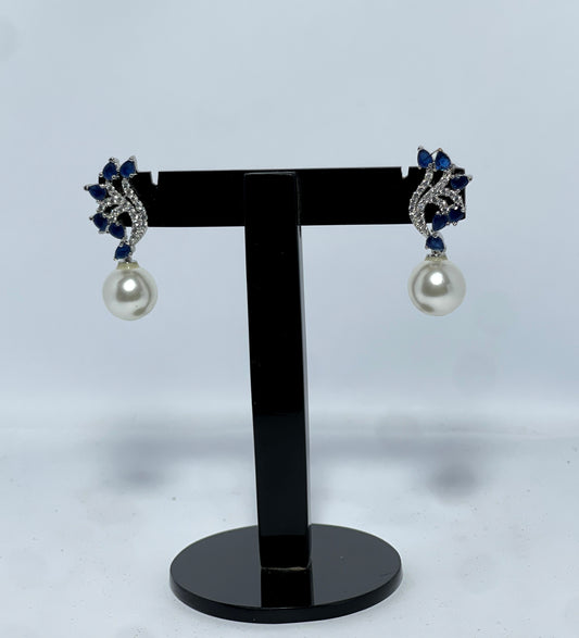 1 Carat Tosoro Inspired Pearl & Sapphire Earrings